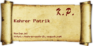 Kehrer Patrik névjegykártya